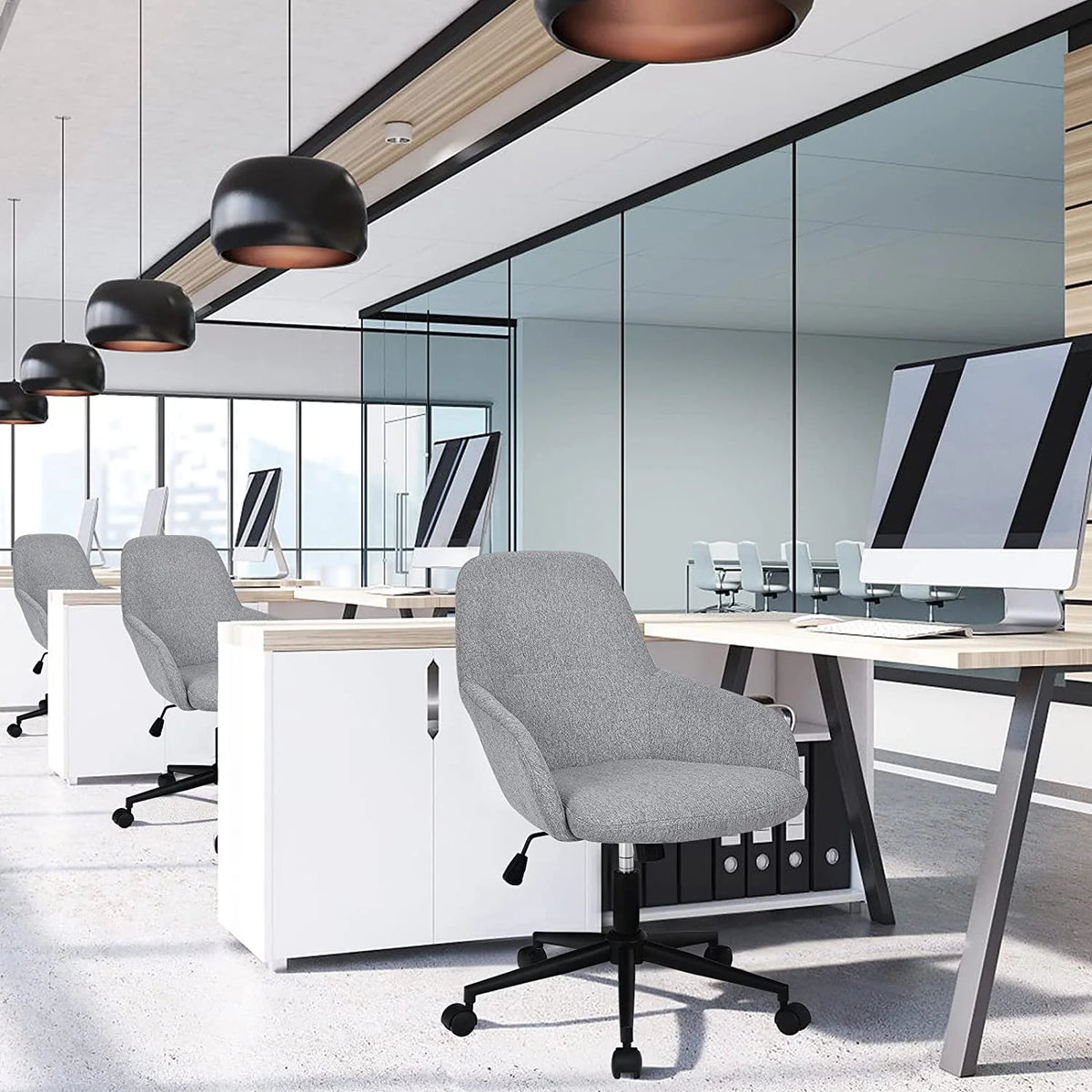 Grey Linen Fabric Upholstered Office Chair N216901