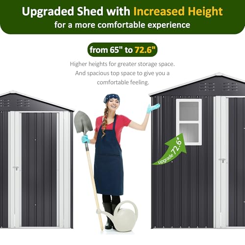 Grey Metal Outdoor Storage Shed D5442