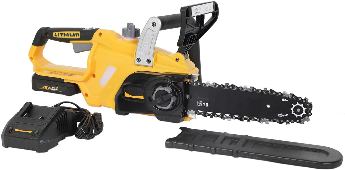 Cordless Chainsaw, 10-inch Brushless Chain Saw with 20V Rechargeable Batteries and Charger D32576