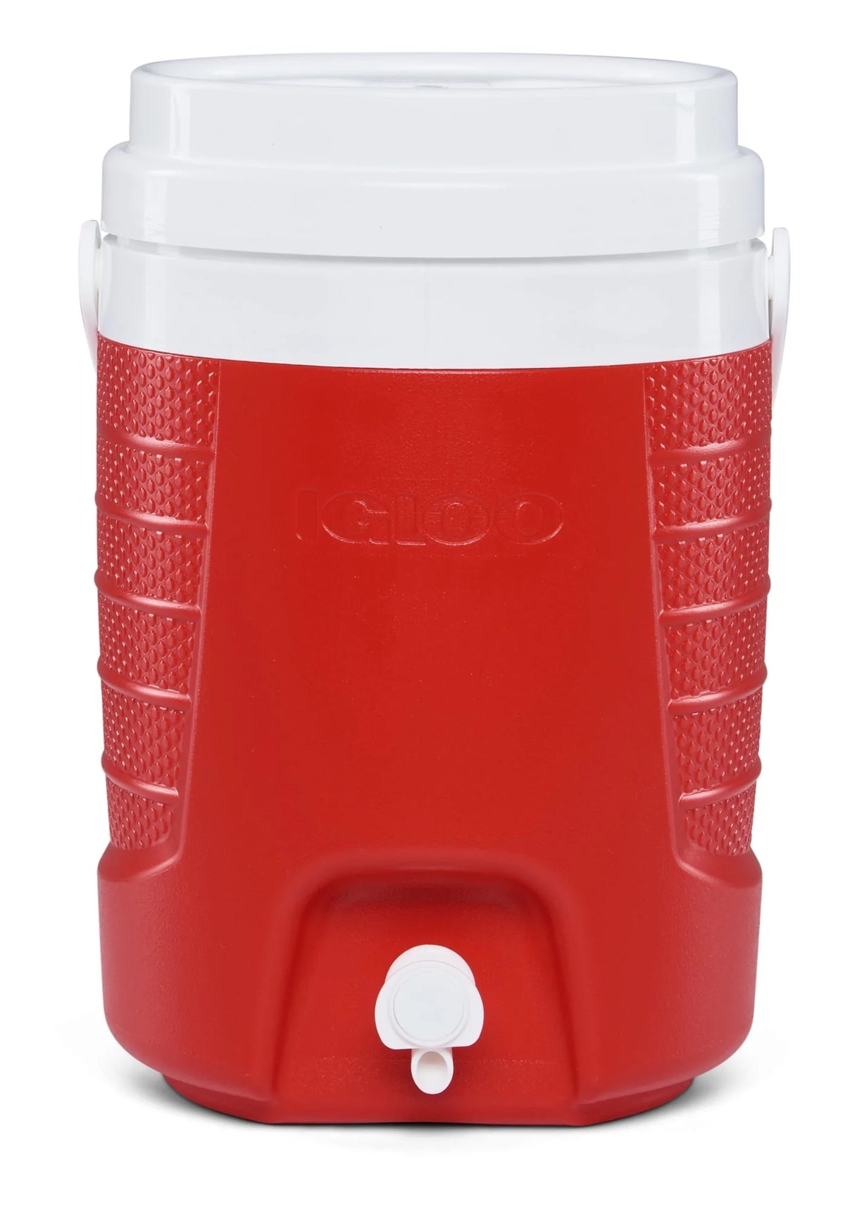 2-Gallon Plastic Beverage Jug with Hooks Blue Y338237