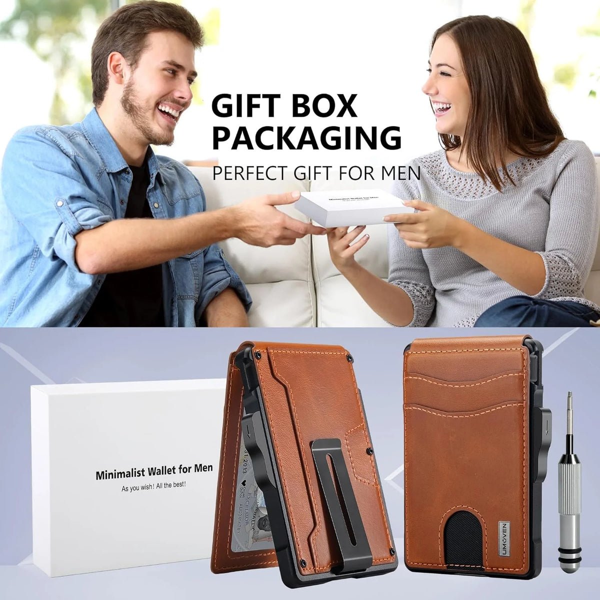 Slim Leather Bifold Wallet with Money Clip S7051