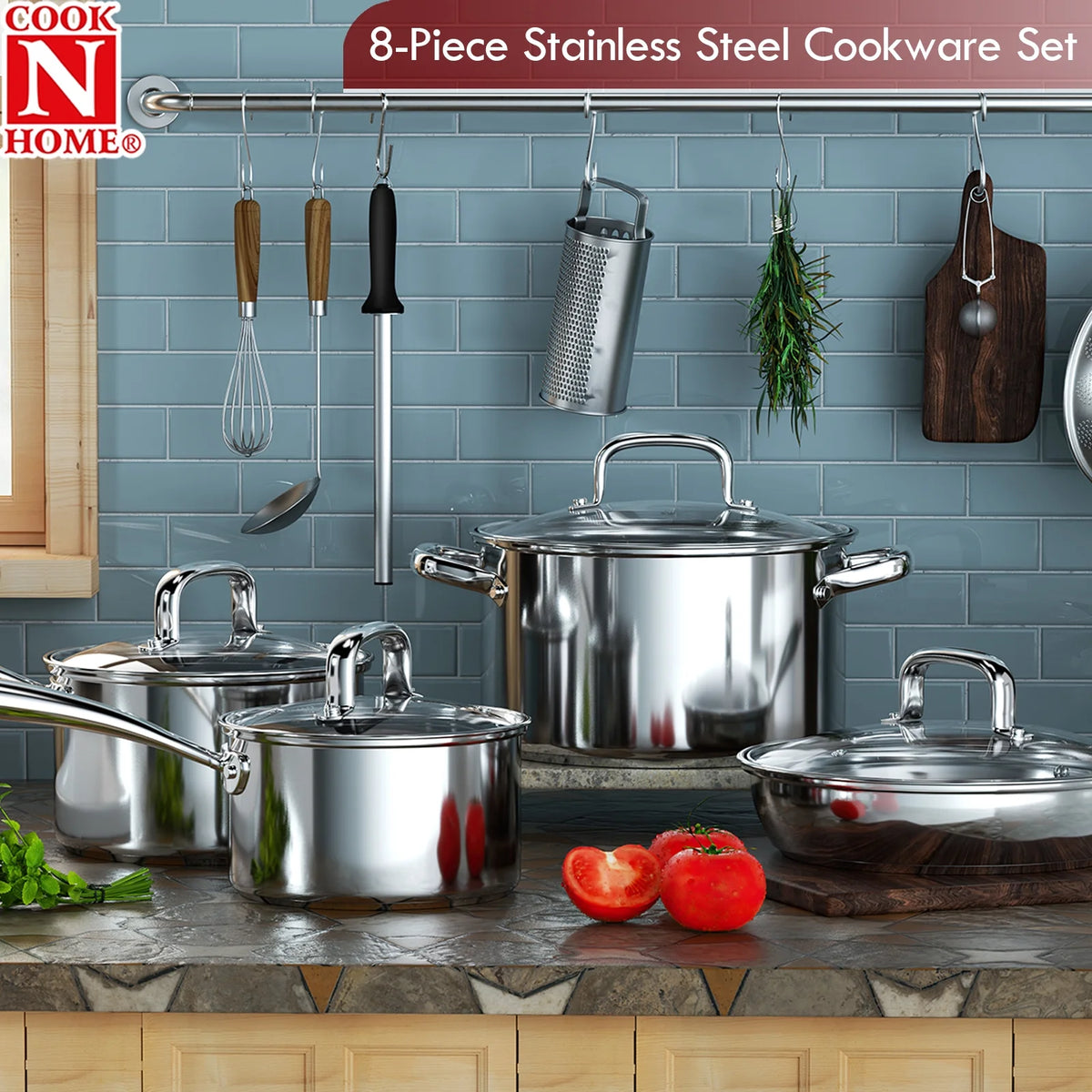 8-Piece Stainless Steel Induction Cookware Set F763
