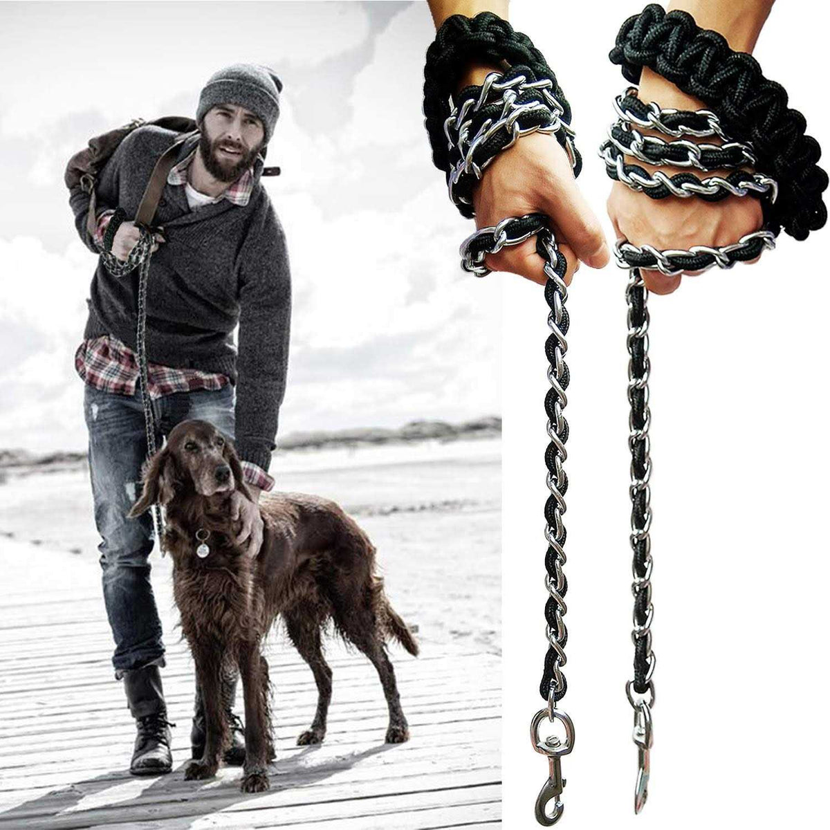 Metal Dog Leash with Collar F1569