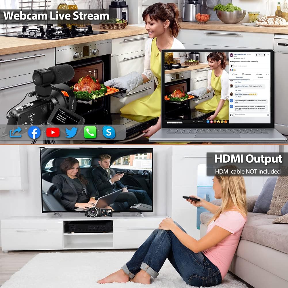 4K 48MP WiFi Camcorder with Touch Screen IR Night Vision I375339