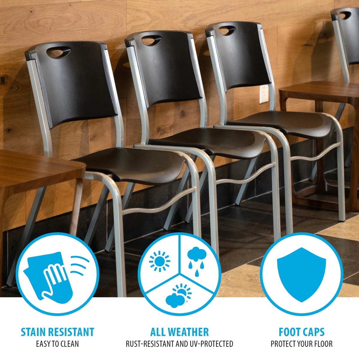 Black Plastic Stacking Chair 4 Pack L732