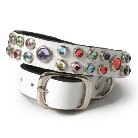 White Leather Dog Collar Size 16 X6534
