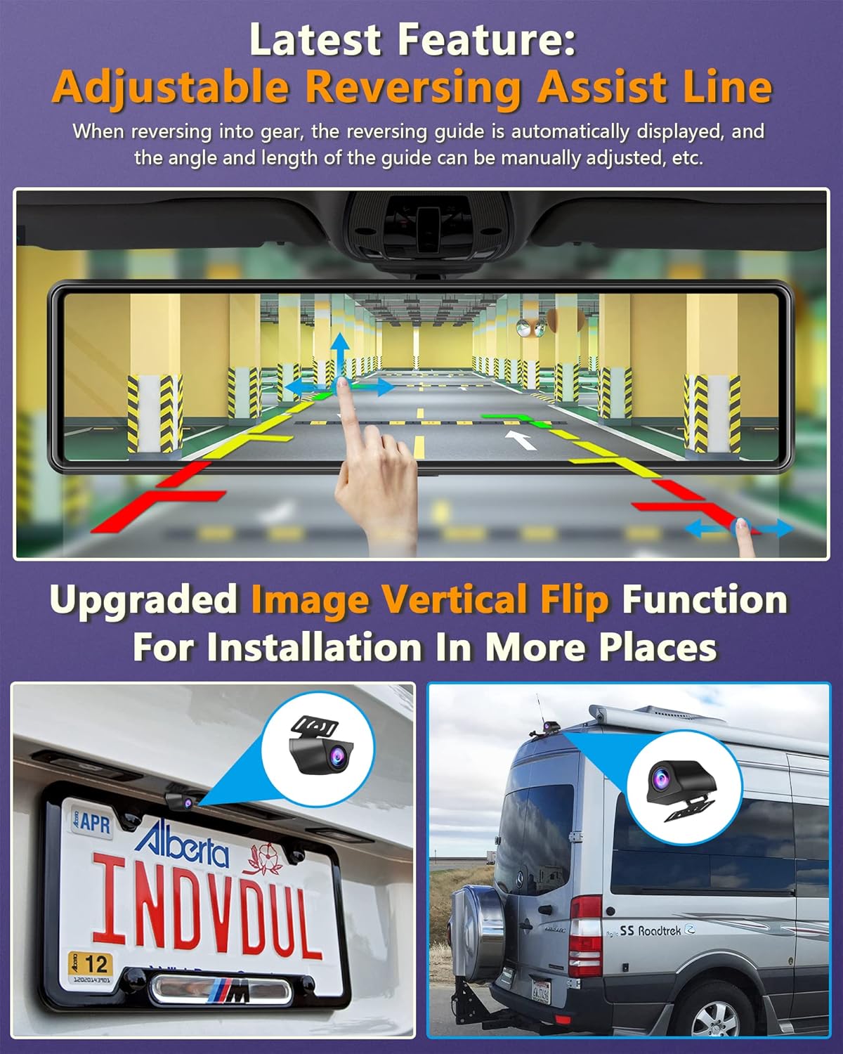 Mirror Dash Cam with Detached Front Camera 11 Rear View Mirror Camera Front and Rear FHD 1080P Waterproof Backup Camera Full Touch Screen with Night Vision R203086
