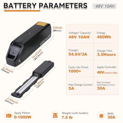 36V 48V 52V Ebike Battery Pack with 3A Fast Charger T3174