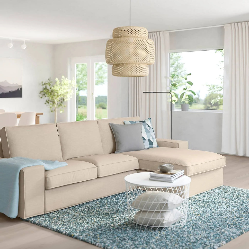 Beige Sofa with Chaise W9135