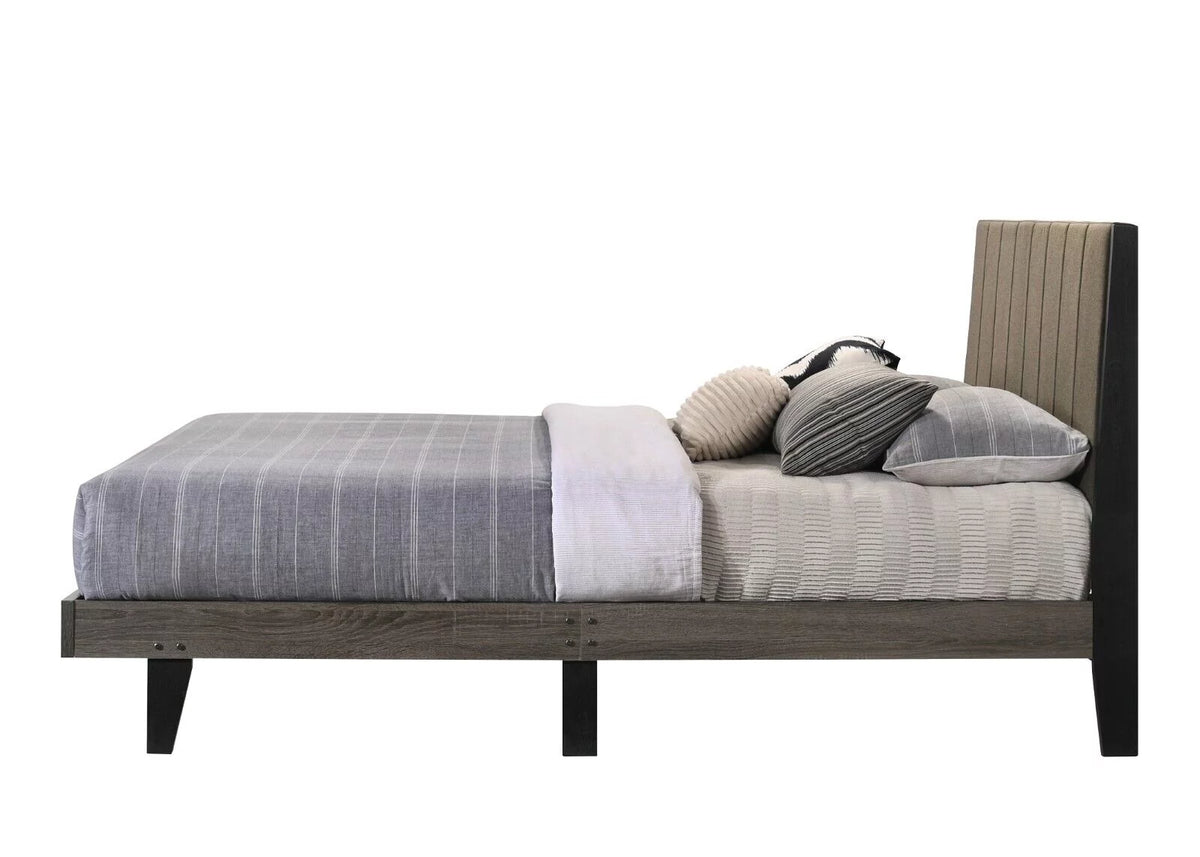 3pc Queen Size Bedroom Set with Upholstered Headboard and 2 Nightstands T86781