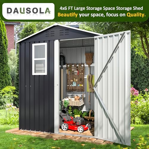 Grey Metal Outdoor Storage Shed D5442