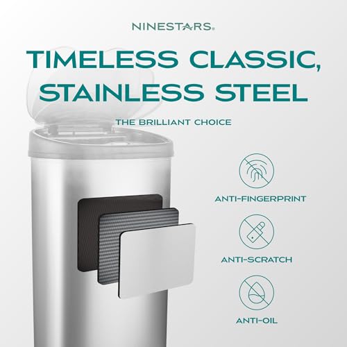 Stainless Steel Motion Sensor Trash Can, 50liters, Silver S211