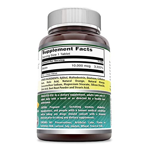 Biotin 10000 mcg Tablets Strawberry Flavor 120 Count V621022