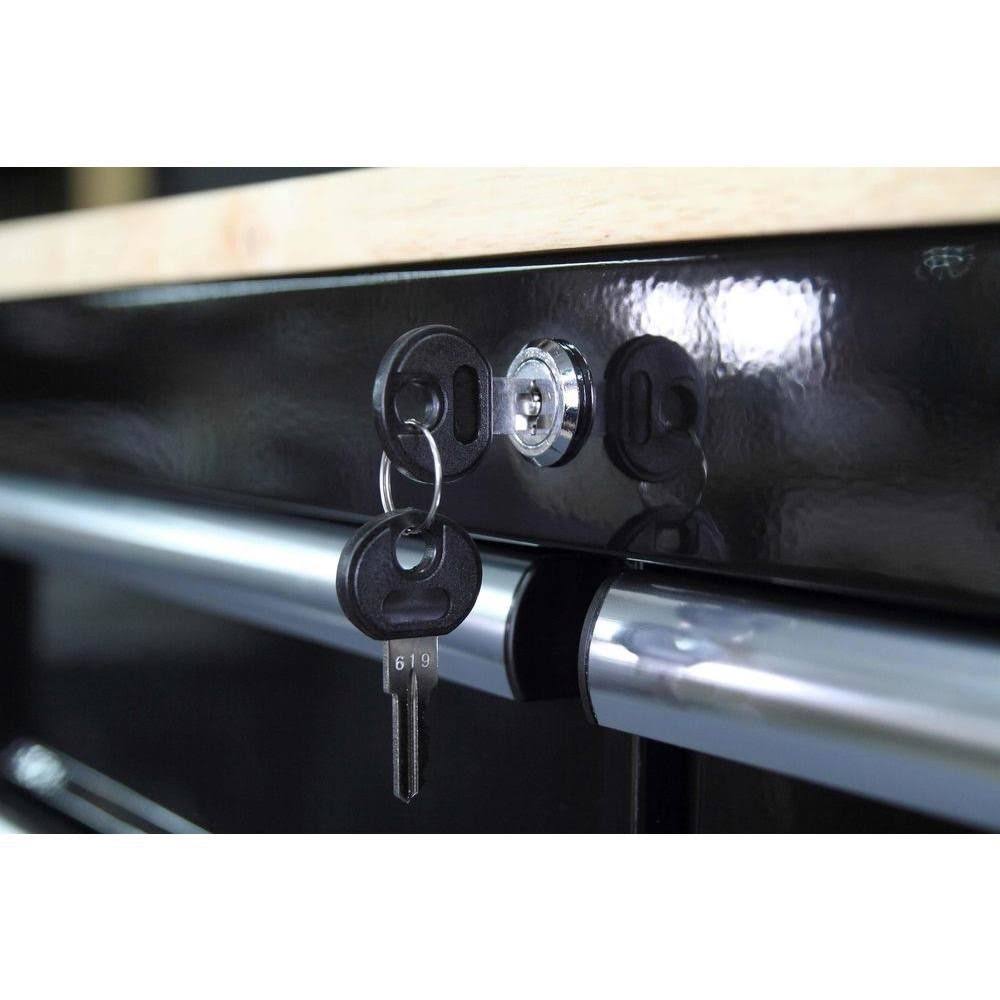 36 in. 3-Drawer Rolling Tool Cabinet Cart with Wood Top Black X420