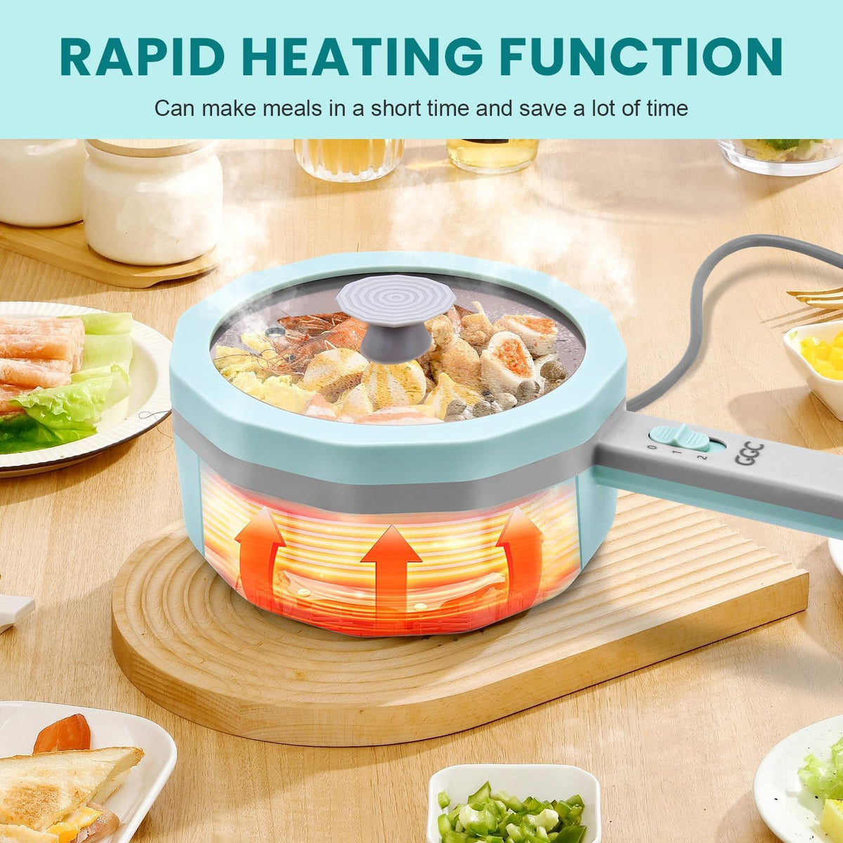 1.5L Non-stick Electric Hot Pot with Steamer M645