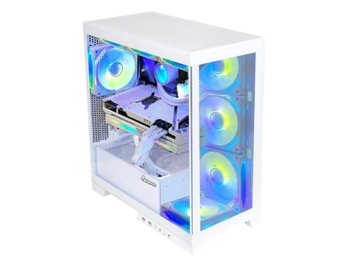 White Gaming PC Desktop Computer with AMD Ryzen 7 5700X, RTX 4060 8G, 32GB DDR4 RAM, 1TB M.2 PCIE + 2TB SATA SSD, Windows 11 Pro C355