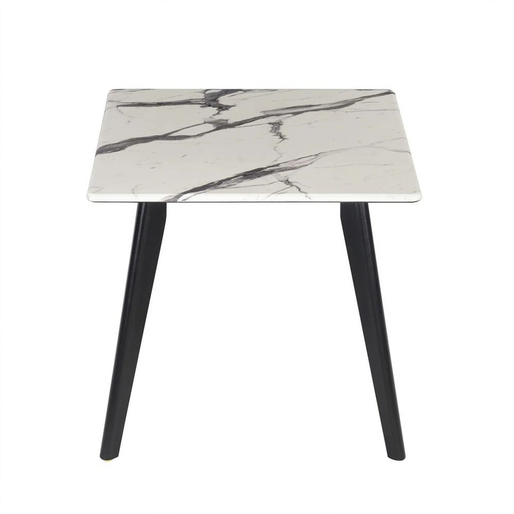 Wood Square Faux Marble Top End Table T7154
