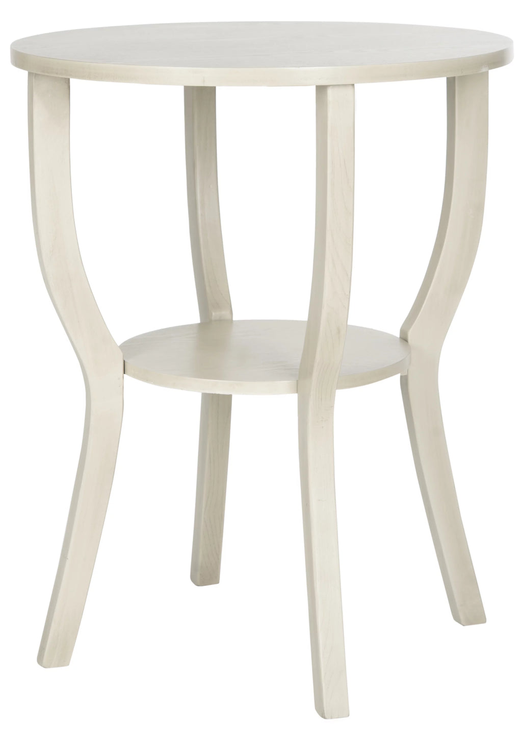 Antique White Round Pedestal Accent Table A33737