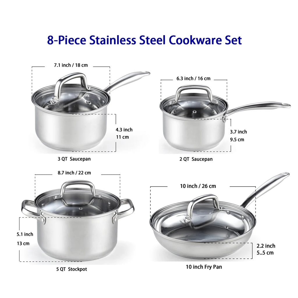 8-Piece Stainless Steel Induction Cookware Set F763