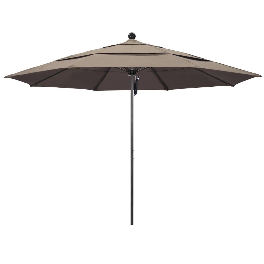 11' Patio Umbrella with Black Aluminum Pole Fiberglass Ribs O935