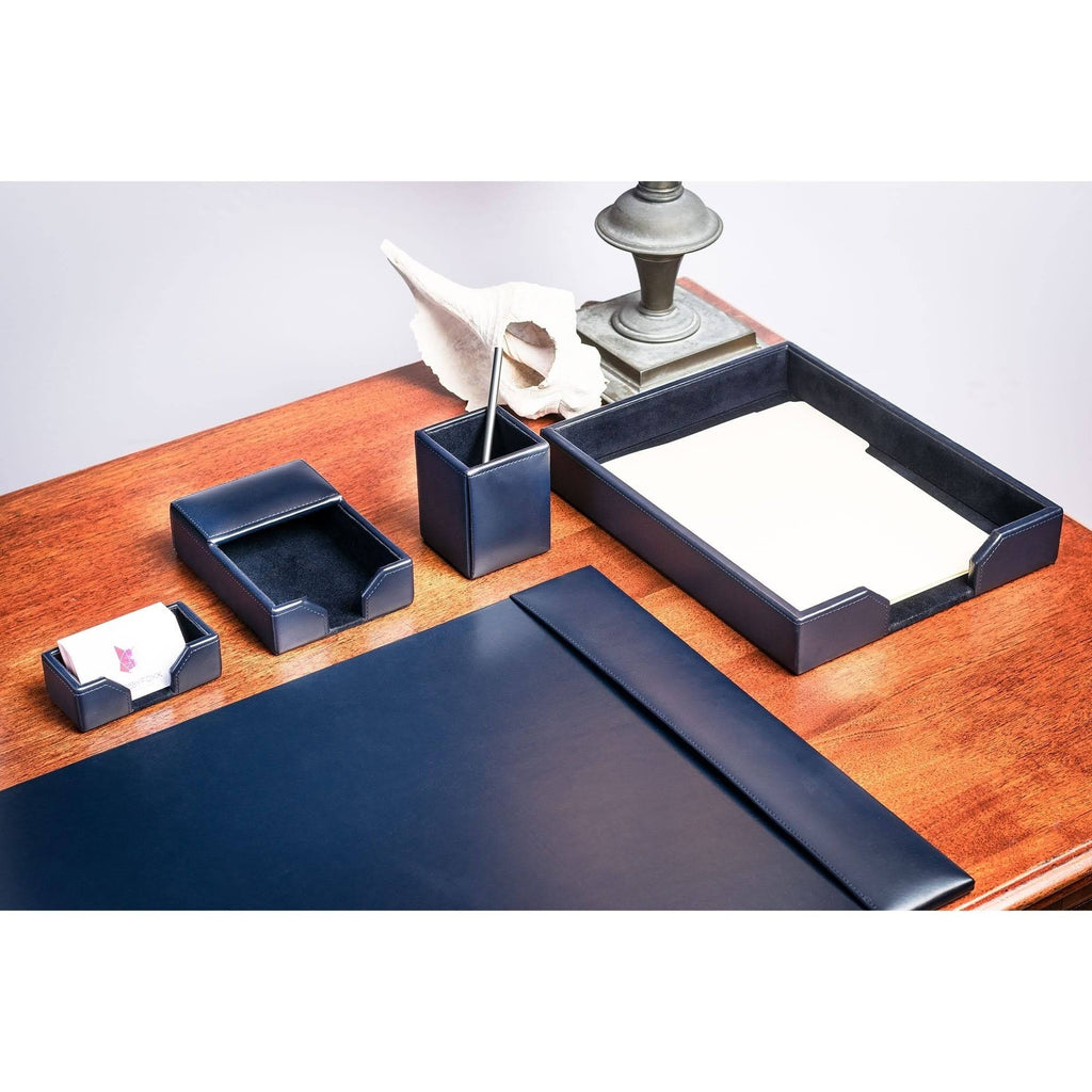 Navy Blue Bonded Leather 5-Piece Desk Set M41120