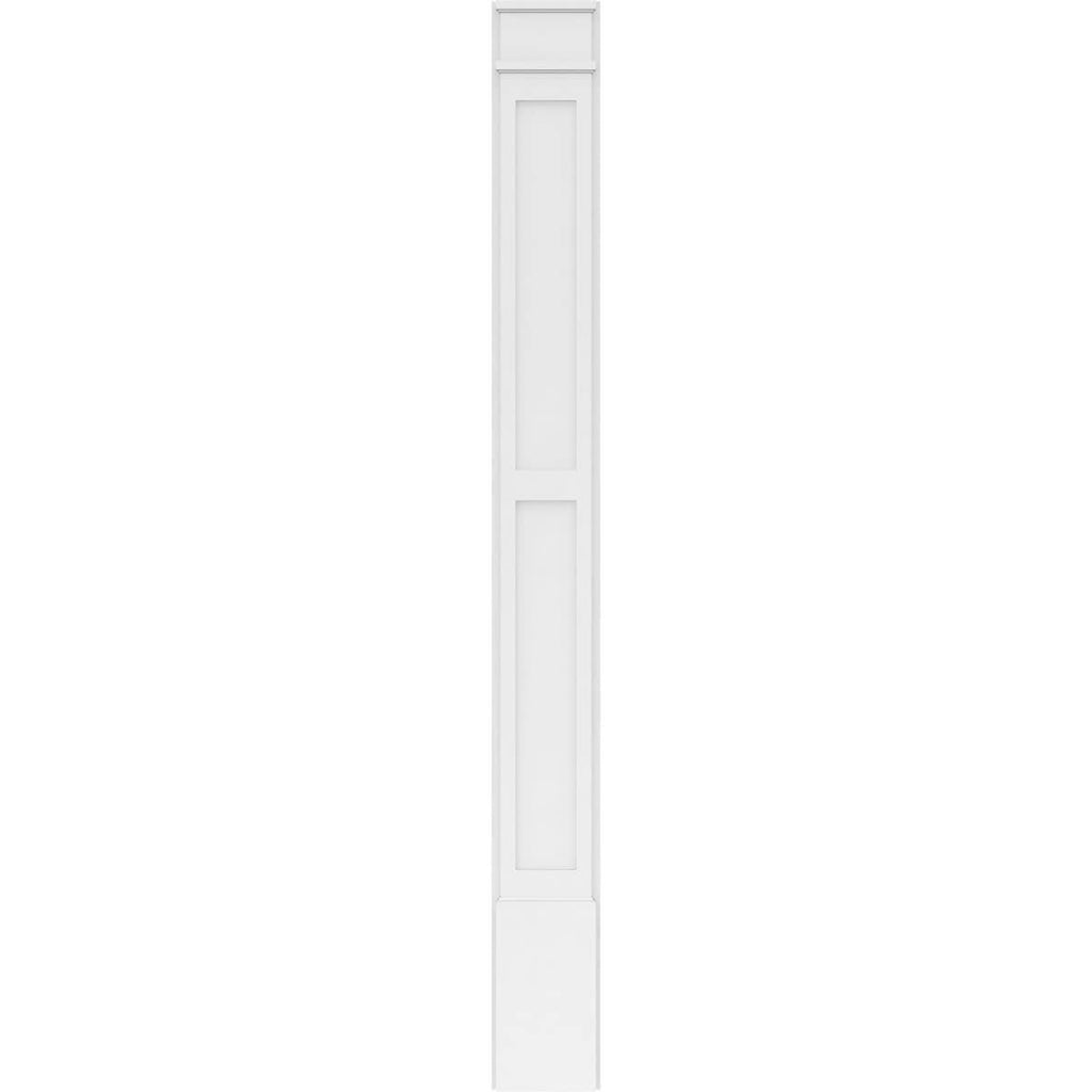 10x22W x 108x22H x 2x22P Two Equal Flat Panel PVC Pilaster with Decorative Capital & Base (Pair) Y255
