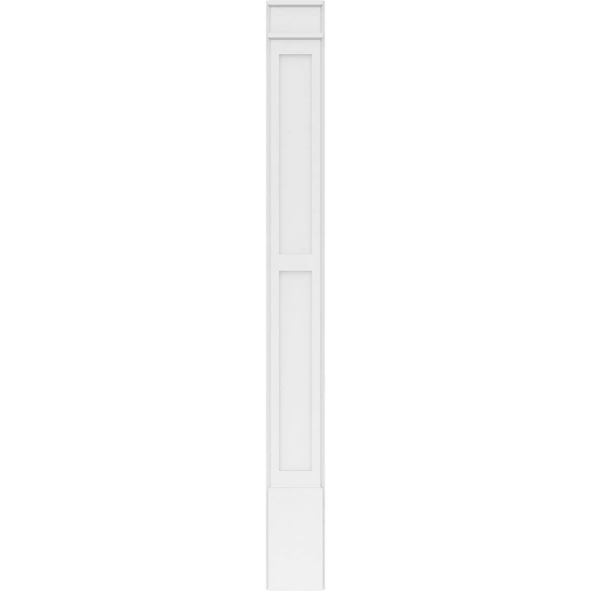 10x22W x 108x22H x 2x22P Two Equal Flat Panel PVC Pilaster with Decorative Capital & Base (Pair) Y255