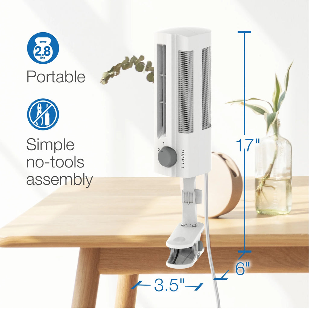 17" 2-Speed Ultra-Slim Clip Table Fan, White D12941