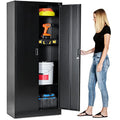 71-inch Tall Black Steel Storage Cabinet with Adjustable Shelves Y401