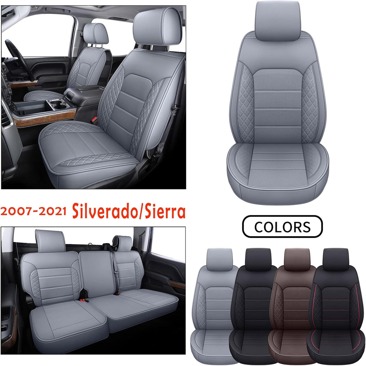 Black Faux Leather Full Set Seat Covers A64707