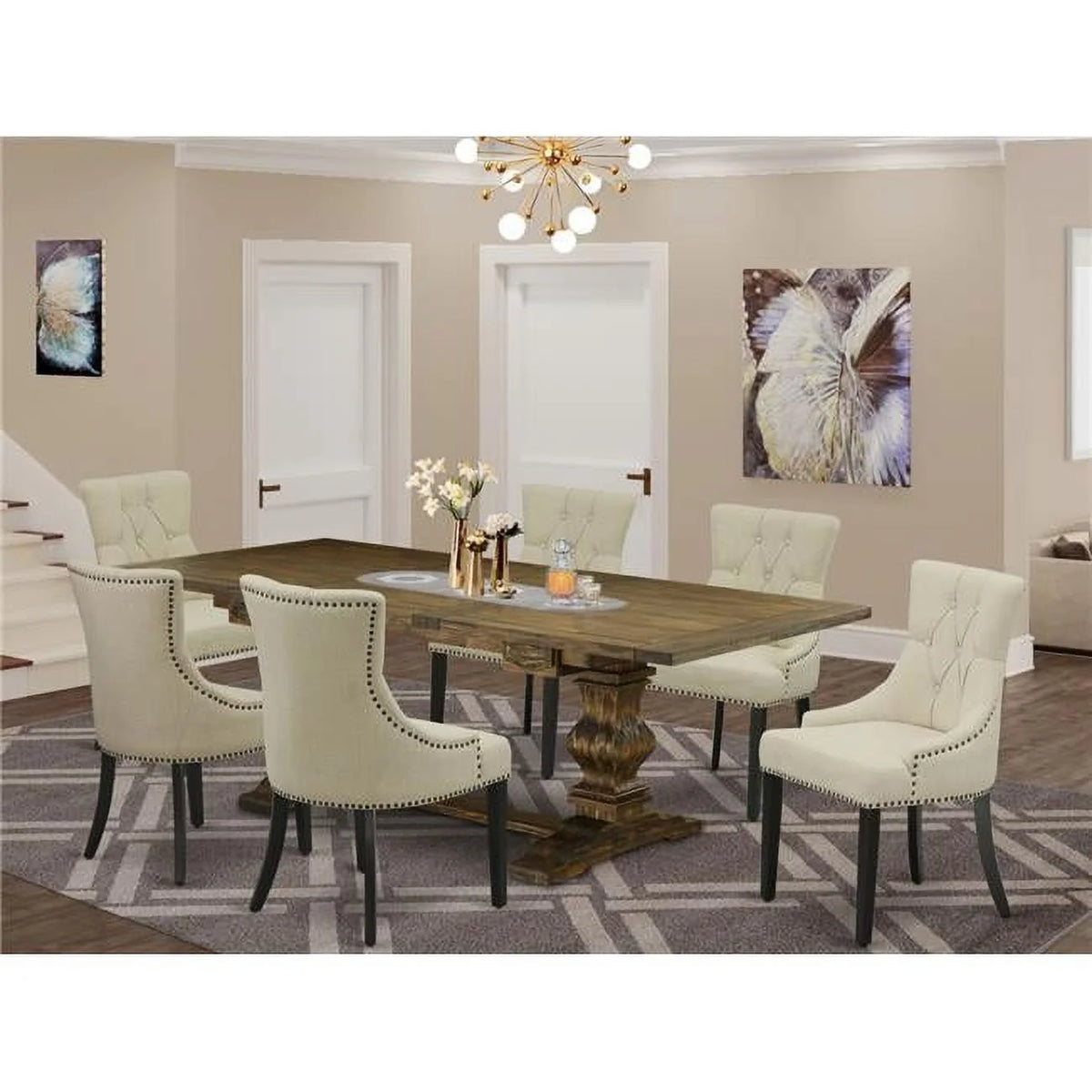 7 Piece Wood Dining Table Set W1738