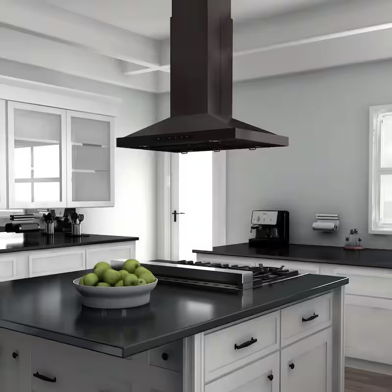 Black Stainless Steel Island Mount Range Hood K6405