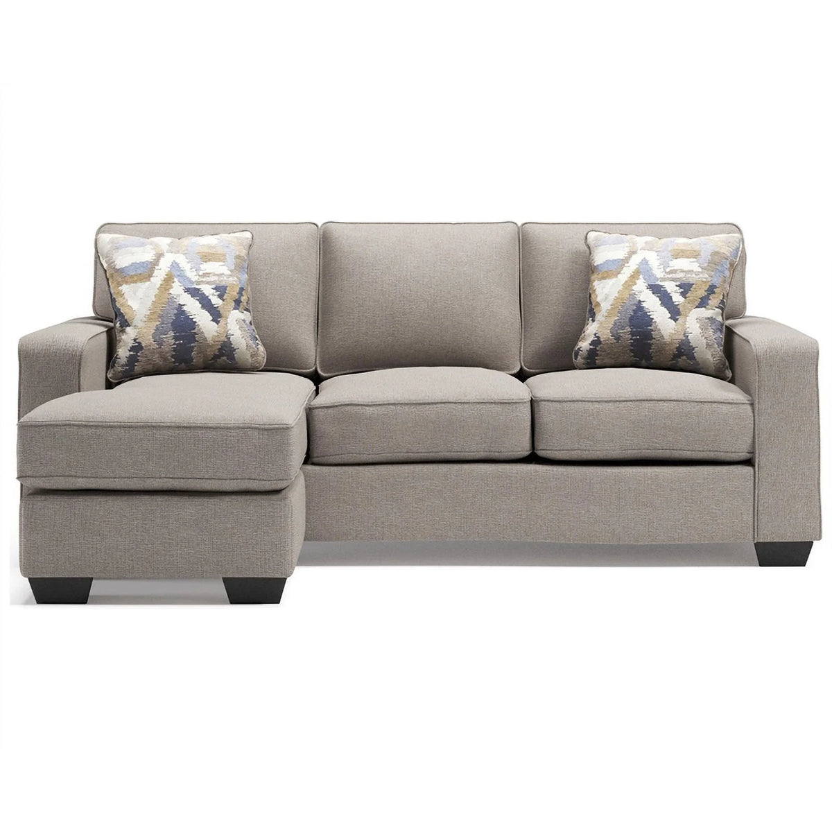 Modern Fabric & Wood Sofa Chaise in Stone Light Gray D125