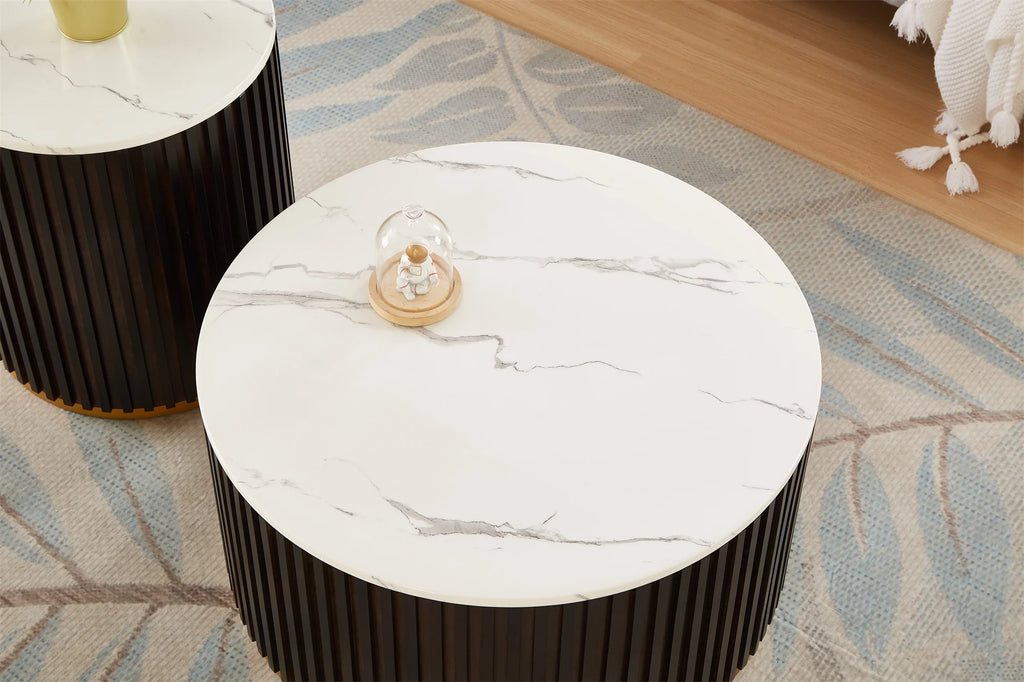 Round Coffee Table with Storage, Black I57566