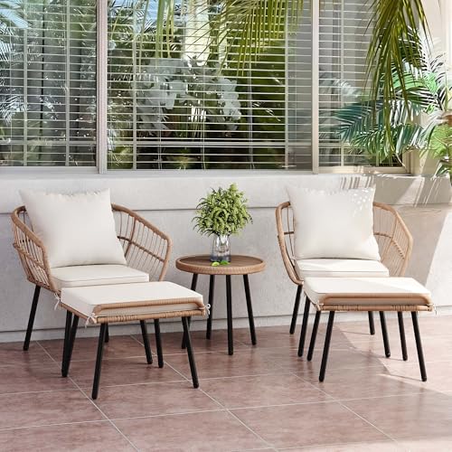 3 Piece Wicker Bistro Set with Cushions D9365