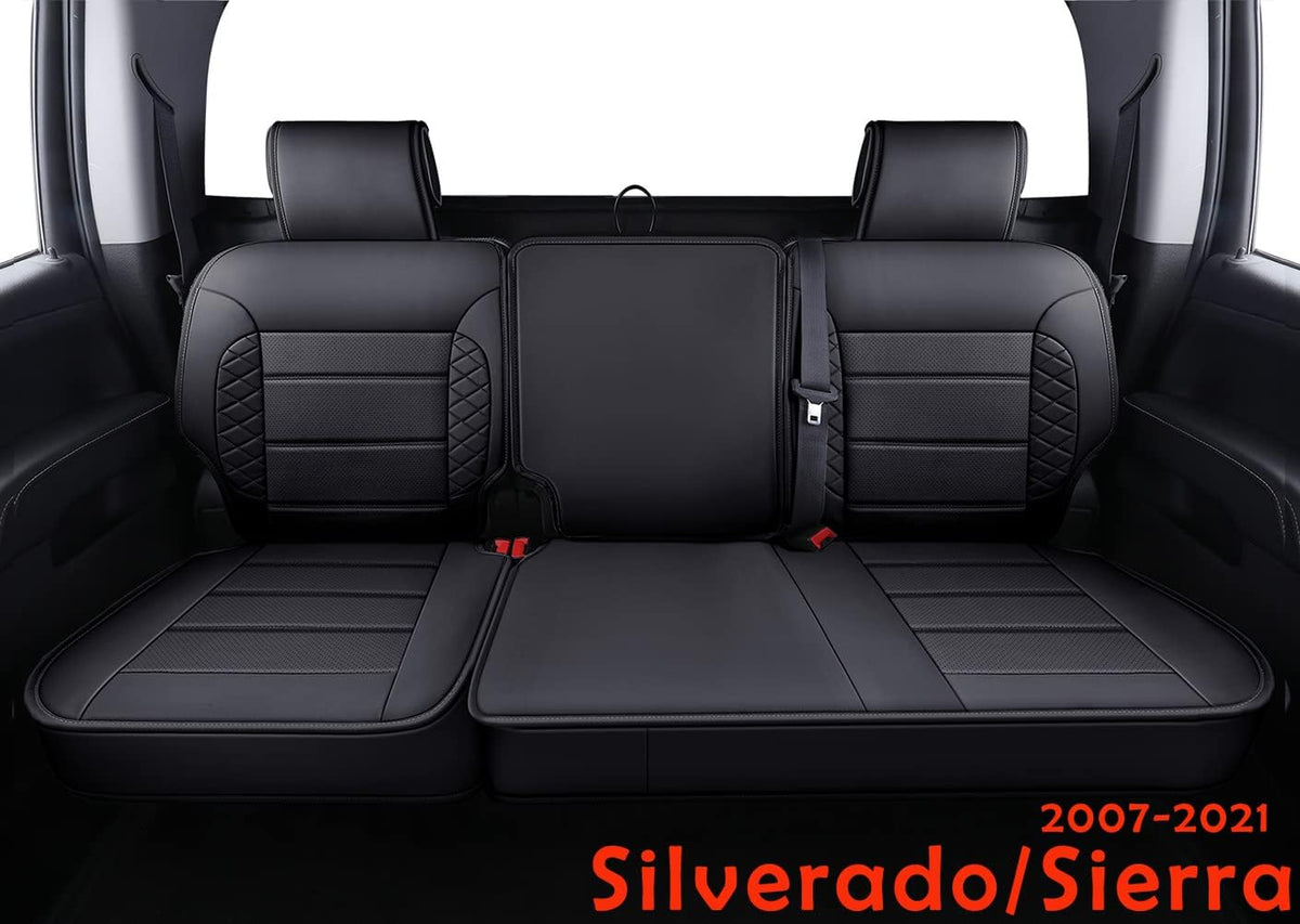 Black Faux Leather Full Set Seat Covers A64707