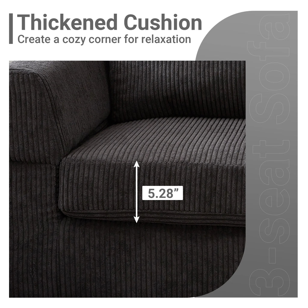 96" 3-Seat Sectional Sofa with Chaise Black Z796