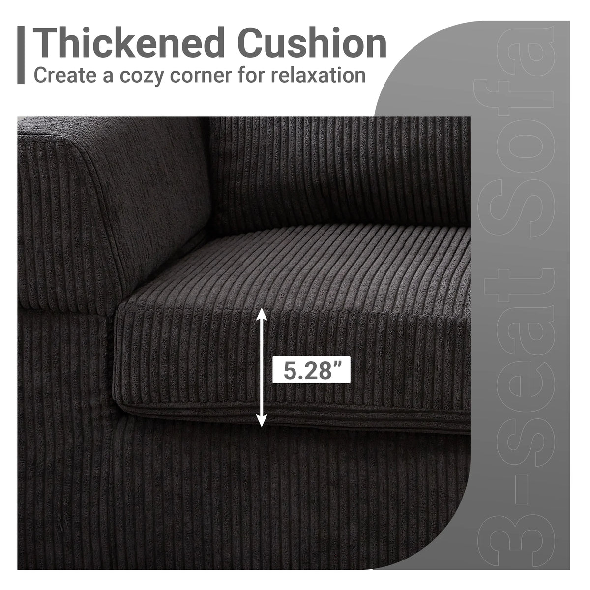 96" 3-Seat Sectional Sofa with Chaise Black Z796