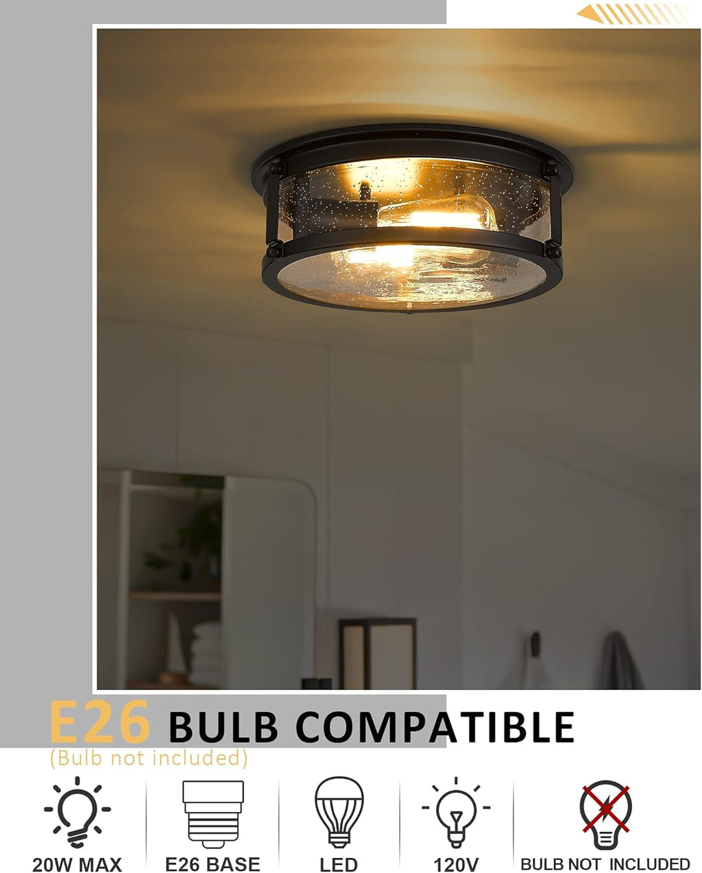 Matte Black 2-Light Metal Cage Ceiling Light B29636