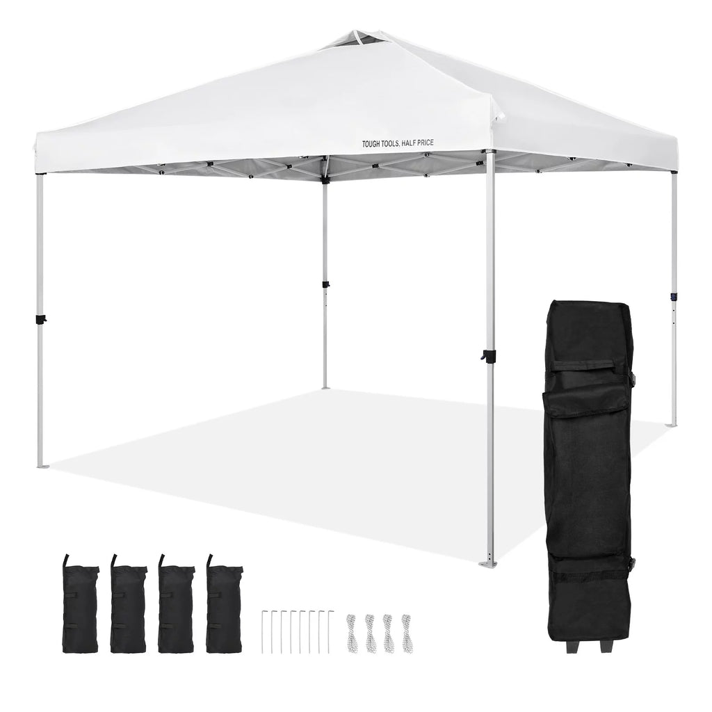 10 x 10 ft Pop Up Canopy Tent with Roller Bag and 4 Sandbags H573