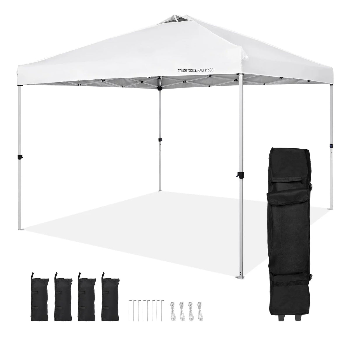 10 x 10 ft Pop Up Canopy Tent with Roller Bag and 4 Sandbags H573