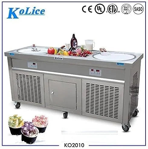22" Double Round Pans Fried Ice Cream Machine with 10 Refrigerated Tanks N816413