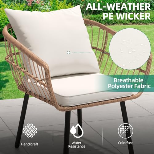 3 Piece Wicker Bistro Set with Cushions D9365