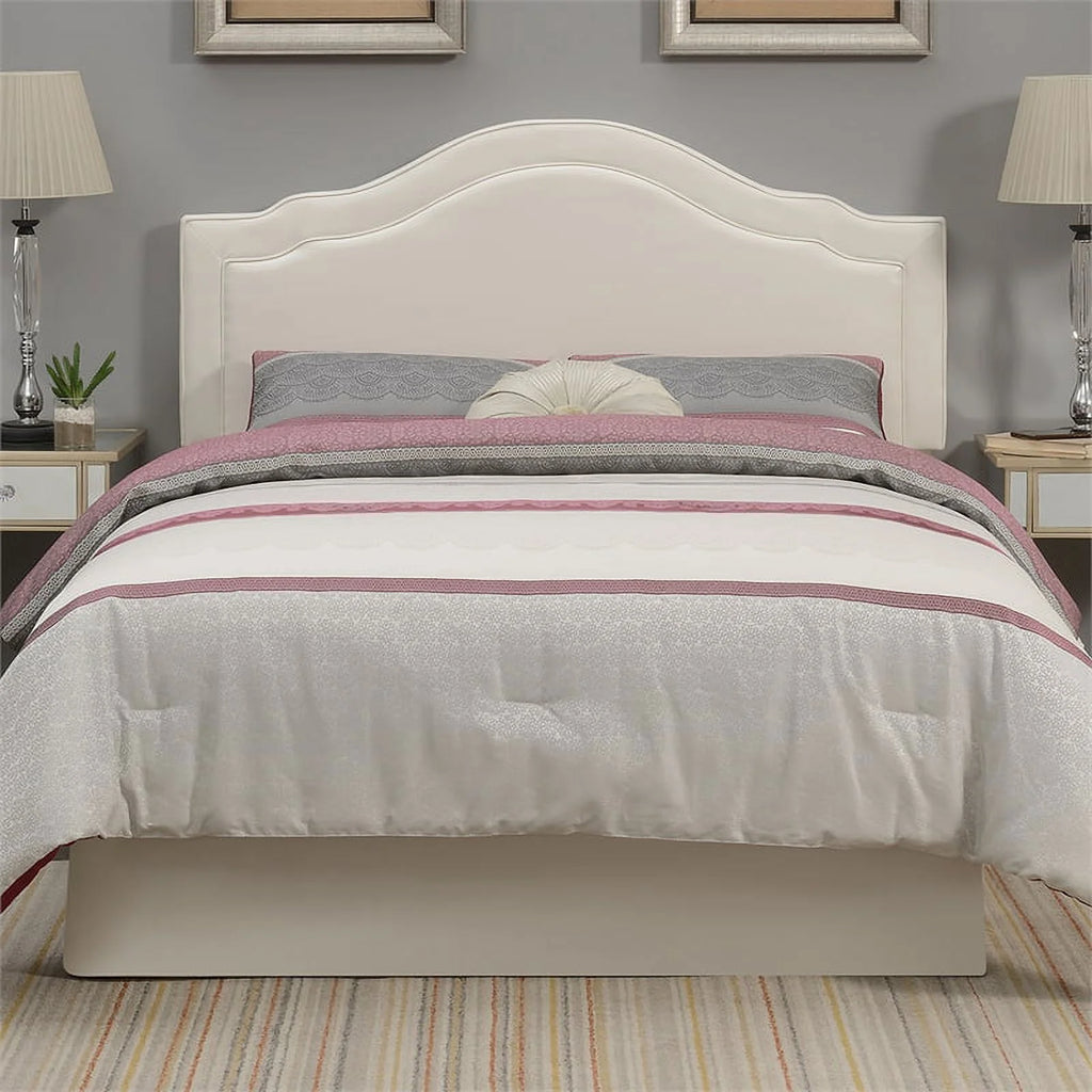 Cream Faux Leather Queen Headboard A420436