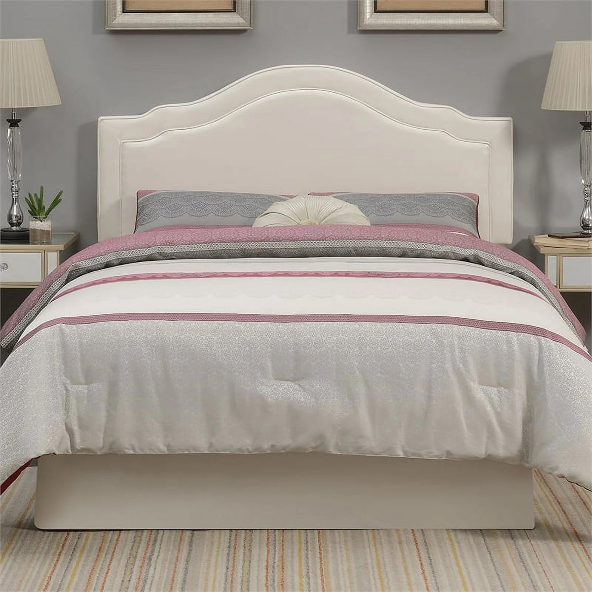 Cream Faux Leather Queen Headboard A420436