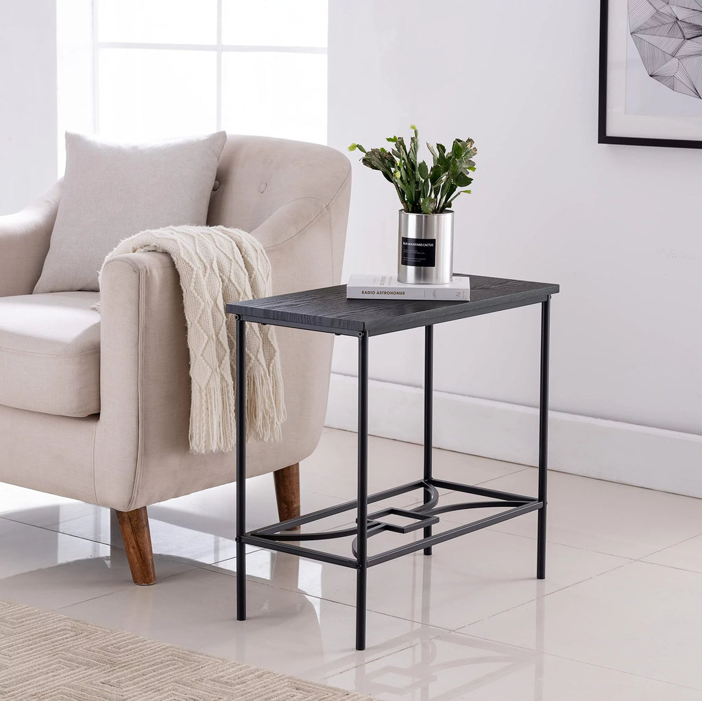 Black Metal & Wood Side Table N30966