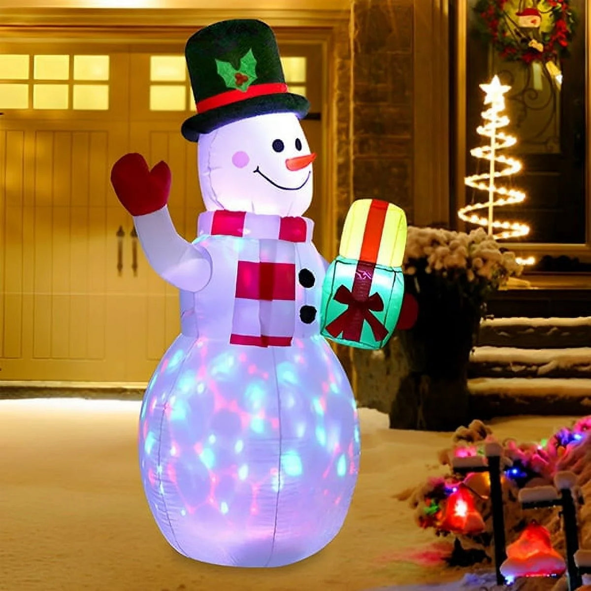 Snowman Christmas Inflatables with Rotating LED Lights I111688