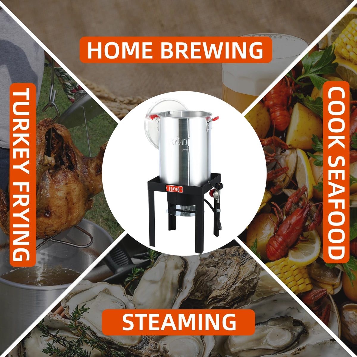 30QT Aluminum Turkey Fryer Seafood Boiler Set C29587