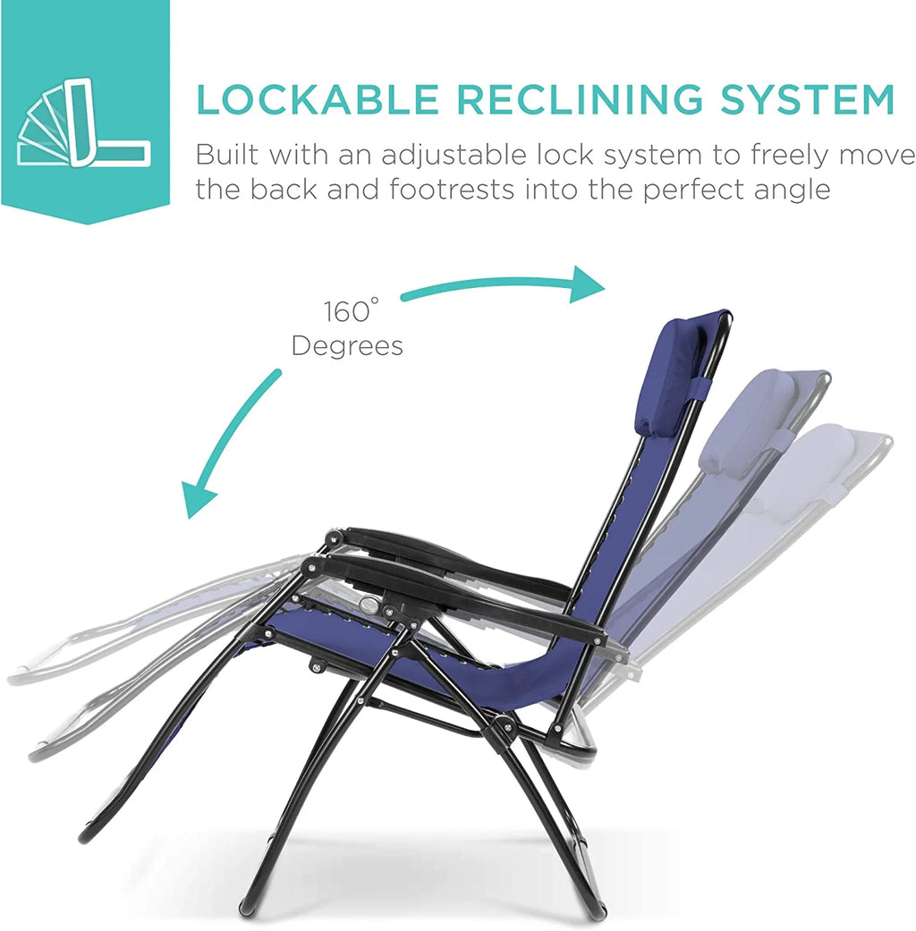 Oversized Zero Gravity Chair with Cup Holder and Pillow A792