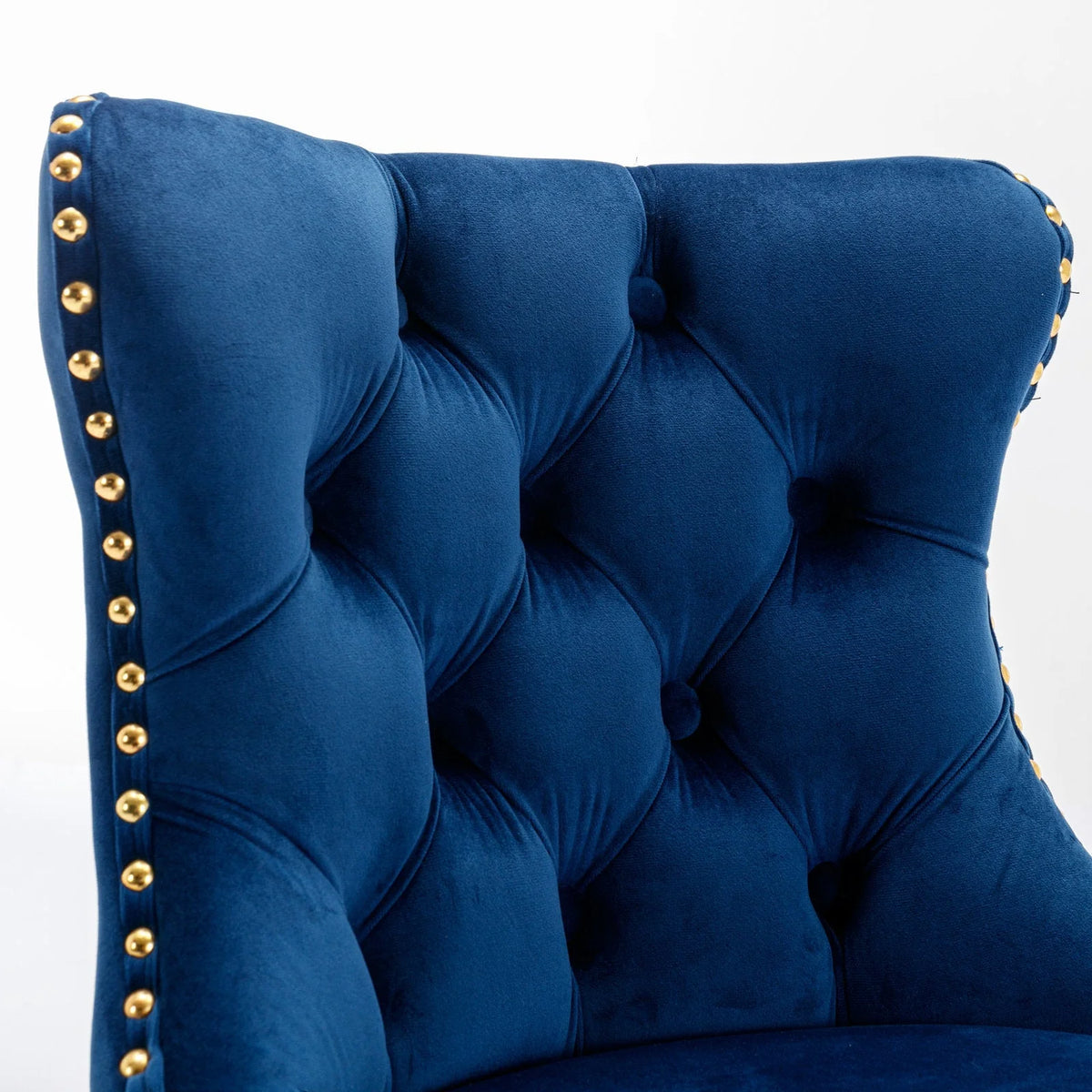 Golden Swivel Velvet Barstools Adjustable Height Blue Set of 2 T227992